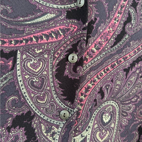 Women’s Bon Worth Paisly Button Down Sheer Top Purple Pink Medium Petite - Picture 5 of 5